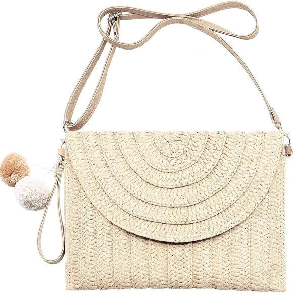 Handbags - Straw Clutch Bag Woven Purse for Women Shoulder Bag Casual Beach Rattan Handmade